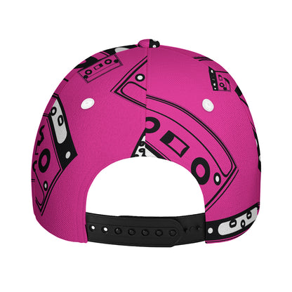 Pink Cassette Tape Pattern Print Baseball Cap