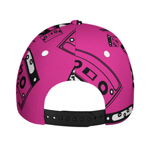 Pink Cassette Tape Pattern Print Baseball Cap