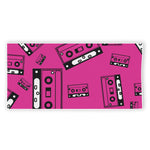 Pink Cassette Tape Pattern Print Beach Towel