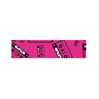Pink Cassette Tape Pattern Print Bed Runner