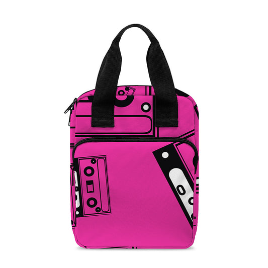 Pink Cassette Tape Pattern Print Bible Tote Bag