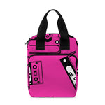 Pink Cassette Tape Pattern Print Bible Tote Bag