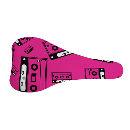 Pink Cassette Tape Pattern Print Bicycle Seat Cover