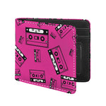 Pink Cassette Tape Pattern Print Bifold Wallet