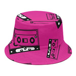 Pink Cassette Tape Pattern Print Bucket Hat