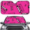 Pink Cassette Tape Pattern Print Car Windshield Sun Shade