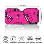 Pink Cassette Tape Pattern Print Car Windshield Sun Shade