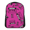 Pink Cassette Tape Pattern Print Casual Backpack