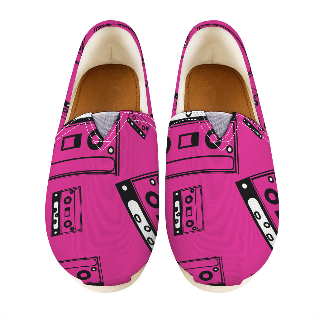 Pink Cassette Tape Pattern Print Casual Shoes