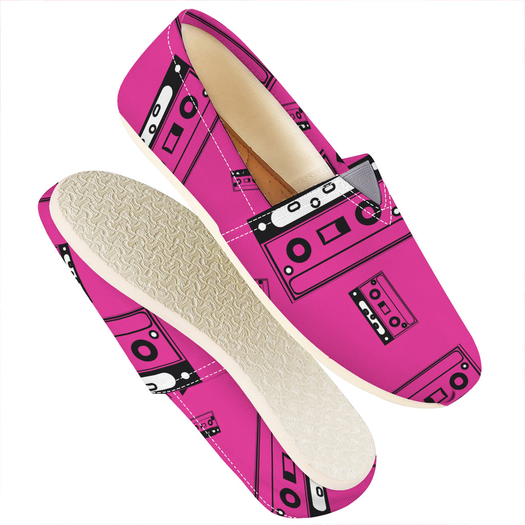 Pink Cassette Tape Pattern Print Casual Shoes