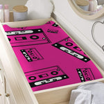 Pink Cassette Tape Pattern Print Changing Pad Cover
