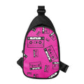 Pink Cassette Tape Pattern Print Sling Bag