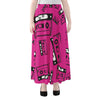 Pink Cassette Tape Pattern Print Chiffon Maxi Skirt