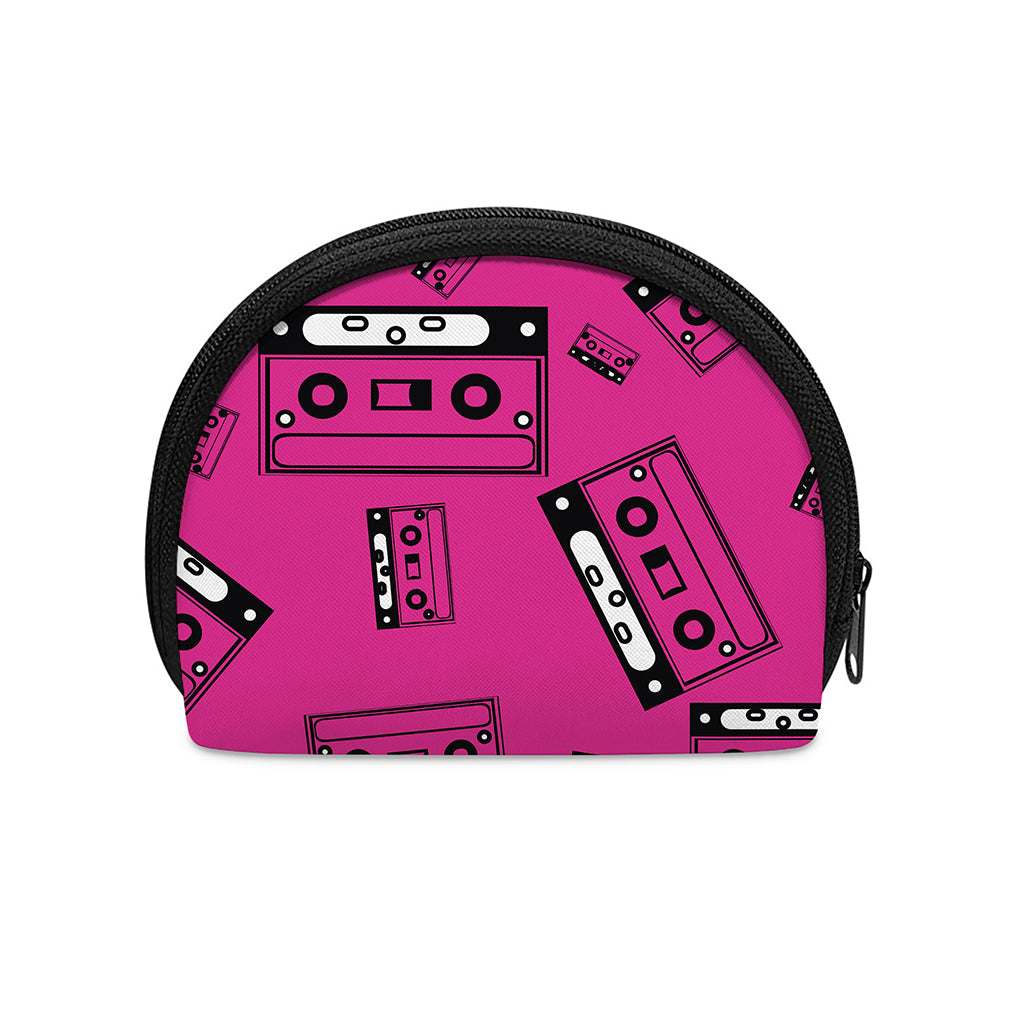 Pink Cassette Tape Pattern Print Coin Purse