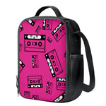 Pink Cassette Tape Pattern Print Crossbody Lunch Bag