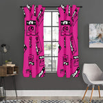 Pink Cassette Tape Pattern Print Curtain