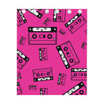 Pink Cassette Tape Pattern Print Curtain
