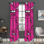 Pink Cassette Tape Pattern Print Curtain