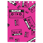 Pink Cassette Tape Pattern Print Curtain