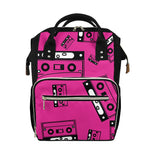 Pink Cassette Tape Pattern Print Diaper Bag