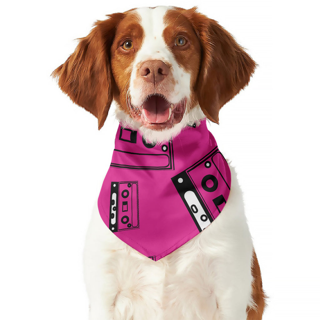 Pink Cassette Tape Pattern Print Dog Bandana