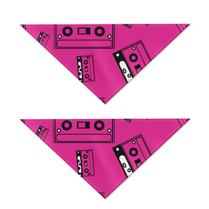 Pink Cassette Tape Pattern Print Dog Bandana