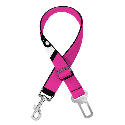 Pink Cassette Tape Pattern Print Dog Seat Belt