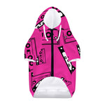 Pink Cassette Tape Pattern Print Dog Zip Up Hoodie