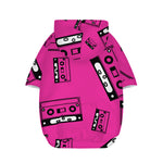Pink Cassette Tape Pattern Print Dog Zip Up Hoodie