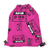 Pink Cassette Tape Pattern Print Drawstring Bag