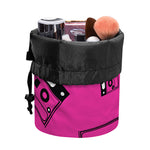 Pink Cassette Tape Pattern Print Drawstring Makeup Bag