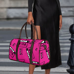 Pink Cassette Tape Pattern Print Duffle Bag
