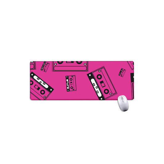 Pink Cassette Tape Pattern Print Extended Mouse Pad