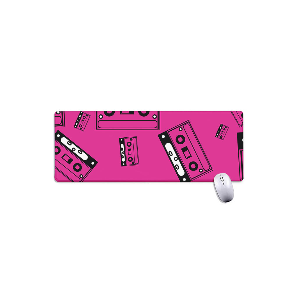 Pink Cassette Tape Pattern Print Extended Mouse Pad