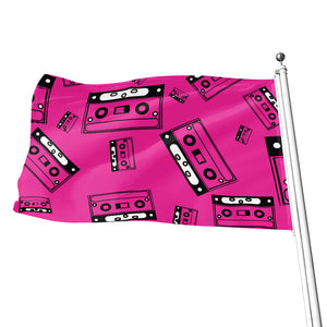 Pink Cassette Tape Pattern Print Flag