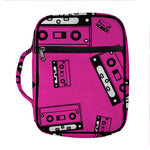 Pink Cassette Tape Pattern Print Front Pocket Bible Bag