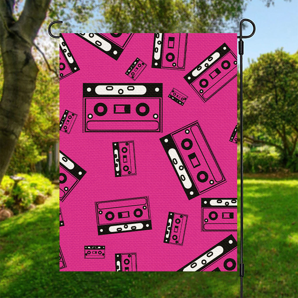 Pink Cassette Tape Pattern Print Garden Flag