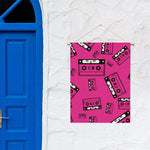 Pink Cassette Tape Pattern Print Garden Flag