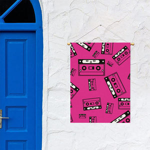 Pink Cassette Tape Pattern Print Garden Flag