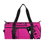 Pink Cassette Tape Pattern Print Gym Bag