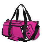 Pink Cassette Tape Pattern Print Gym Bag