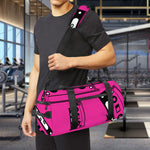 Pink Cassette Tape Pattern Print Gym Bag