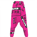 Pink Cassette Tape Pattern Print Hammer Pants