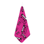 Pink Cassette Tape Pattern Print Hand Towel