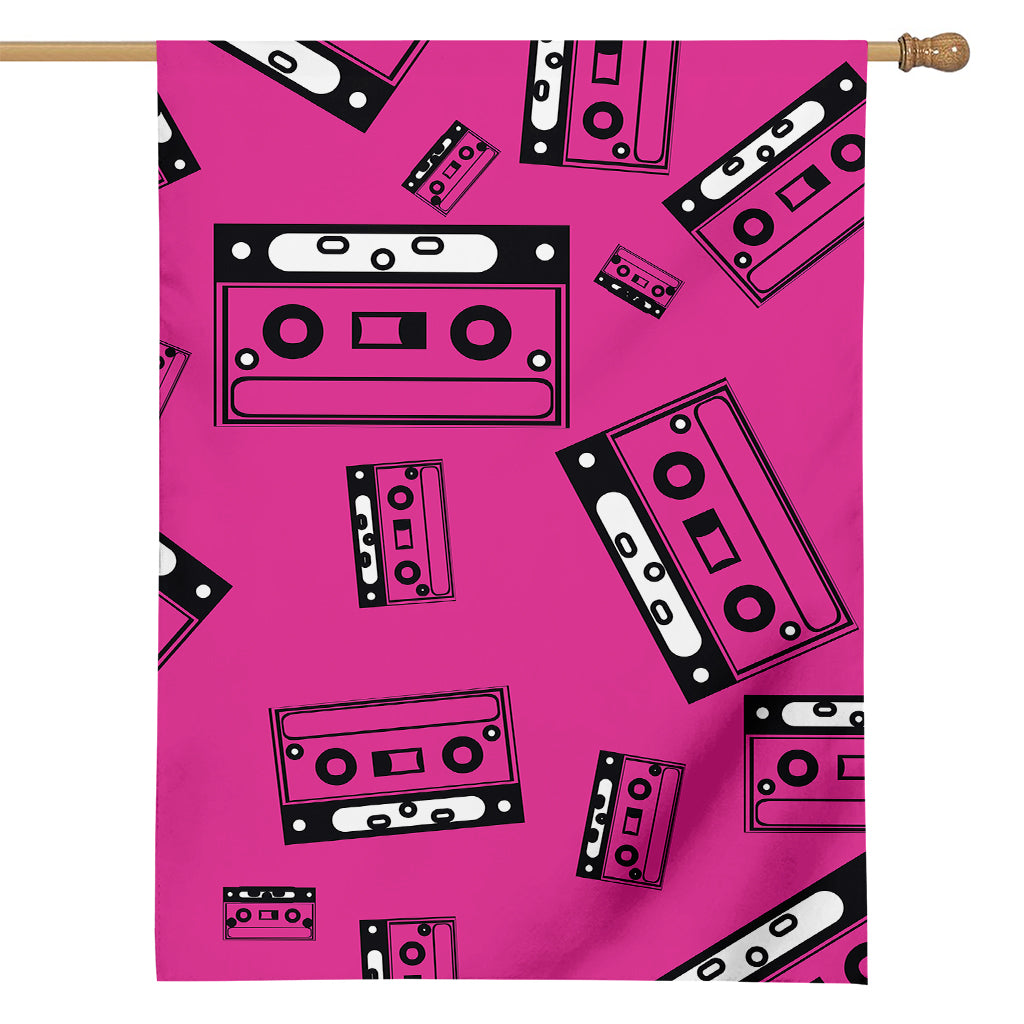 Pink Cassette Tape Pattern Print House Flag