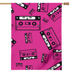 Pink Cassette Tape Pattern Print House Flag