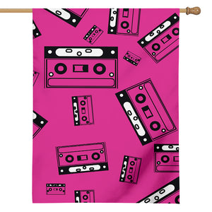 Pink Cassette Tape Pattern Print House Flag