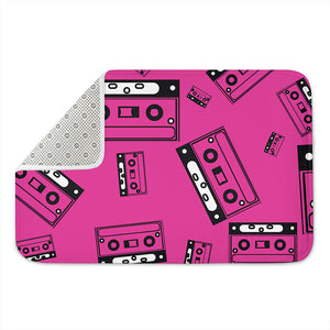 Pink Cassette Tape Pattern Print Indoor Door Mat