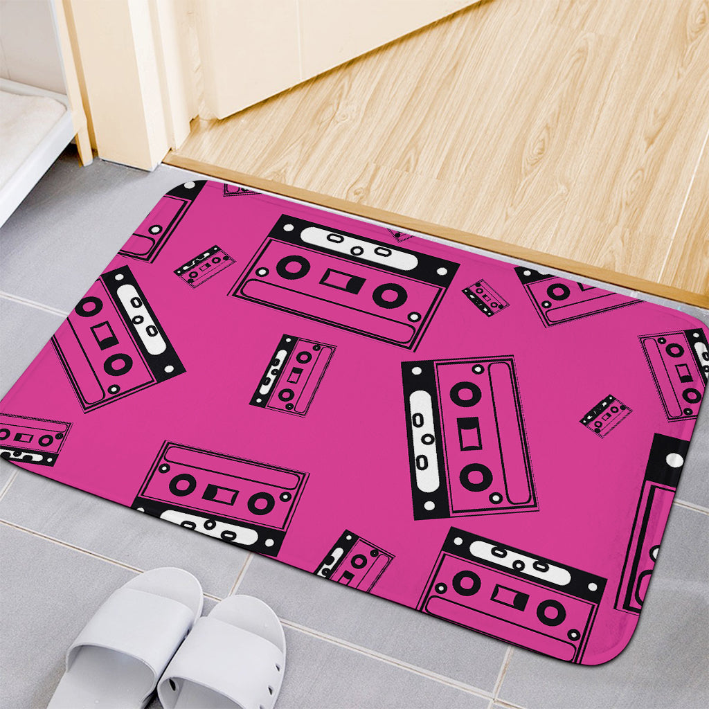 Pink Cassette Tape Pattern Print Indoor Door Mat