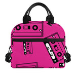 Pink Cassette Tape Pattern Print Insulated Lunch Bag